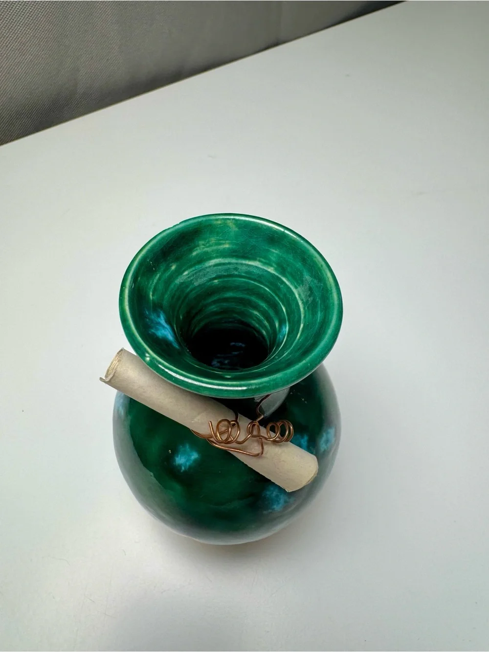 Handmade Green Glazed Ceramic Bud Vase